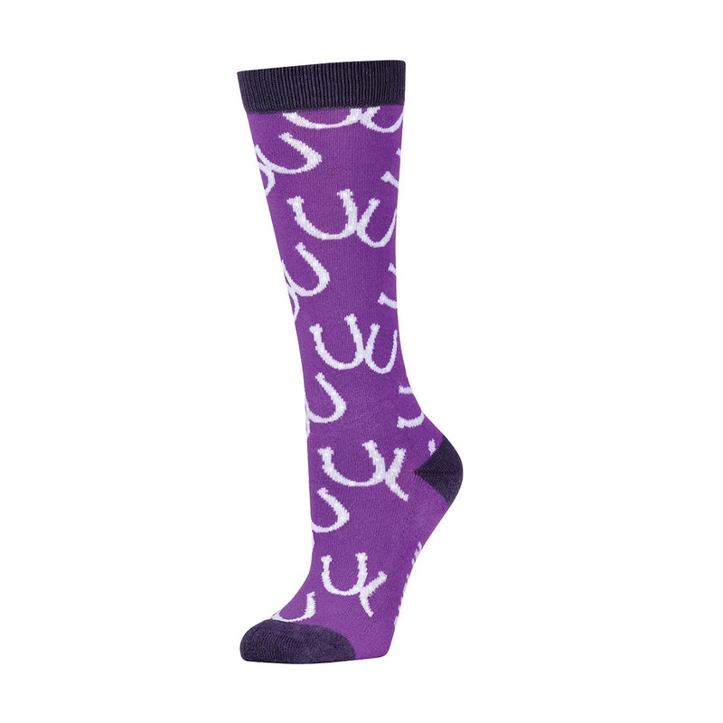 Single Pack Childs Socks - Purple Horseshoes