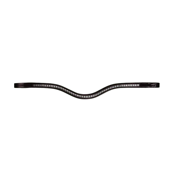 Cwell Equine Frontalino Per Briglia Silver Clincher - Pelle Marrone Con Borchie Ottone - Fatto A Mano Per Pony (35,6 Cm, Nero)