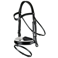 Working Patent Large Crank Noseband Bridle with White Padding and Flash - Black Full