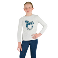 Child's Poppy Puff Sleeve Tee - White Marle/Nordic Pony