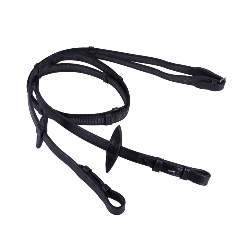 Anti-Slip Reins with Leather Stops - Brown shetland