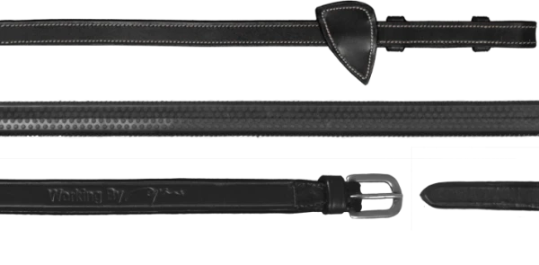 Working 1/2" Rubber Reins - Black Full