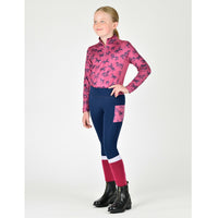 Kids Everyday Riding Tights - Navy/Frolicking Horses
