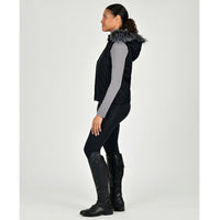 Frankie Fur Trim Hooded Vest - Black/Silver Grey Fur