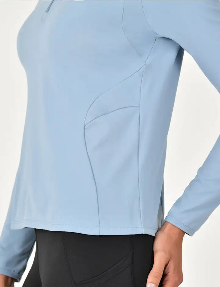 Brushed Long Sleeve Riding Top - Blue Fog