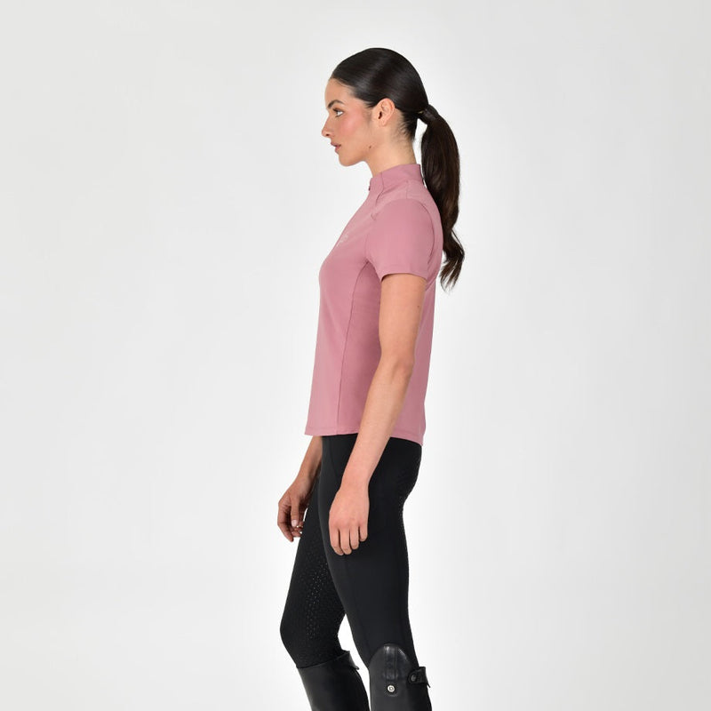 1/4 Zip Breathable Short Sleeve Top - Dusty Rose
