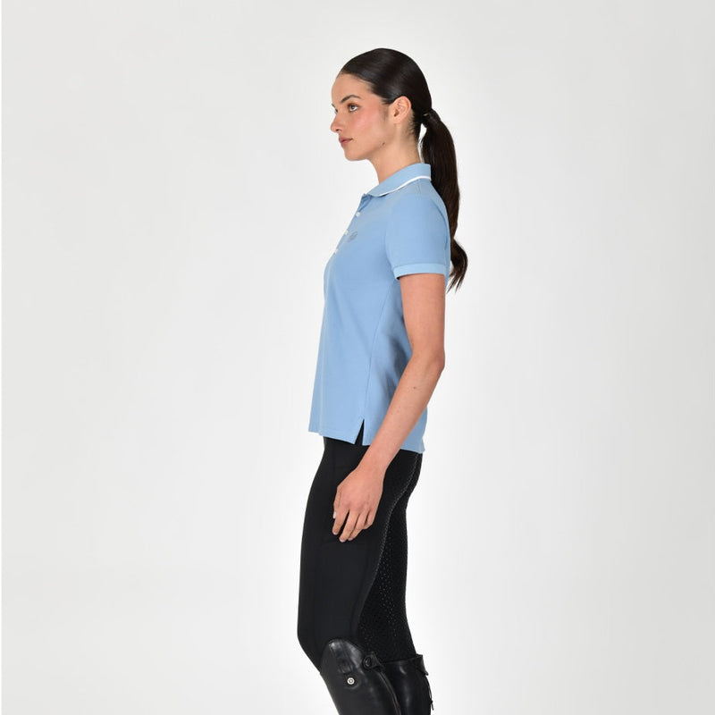 Cotton Pique Short Sleeve Polo - Blue Fog