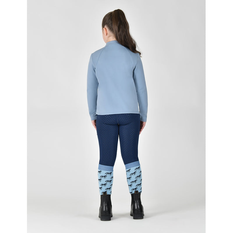 Kids Brushed Long Sleeve Riding Top - Blue Fog