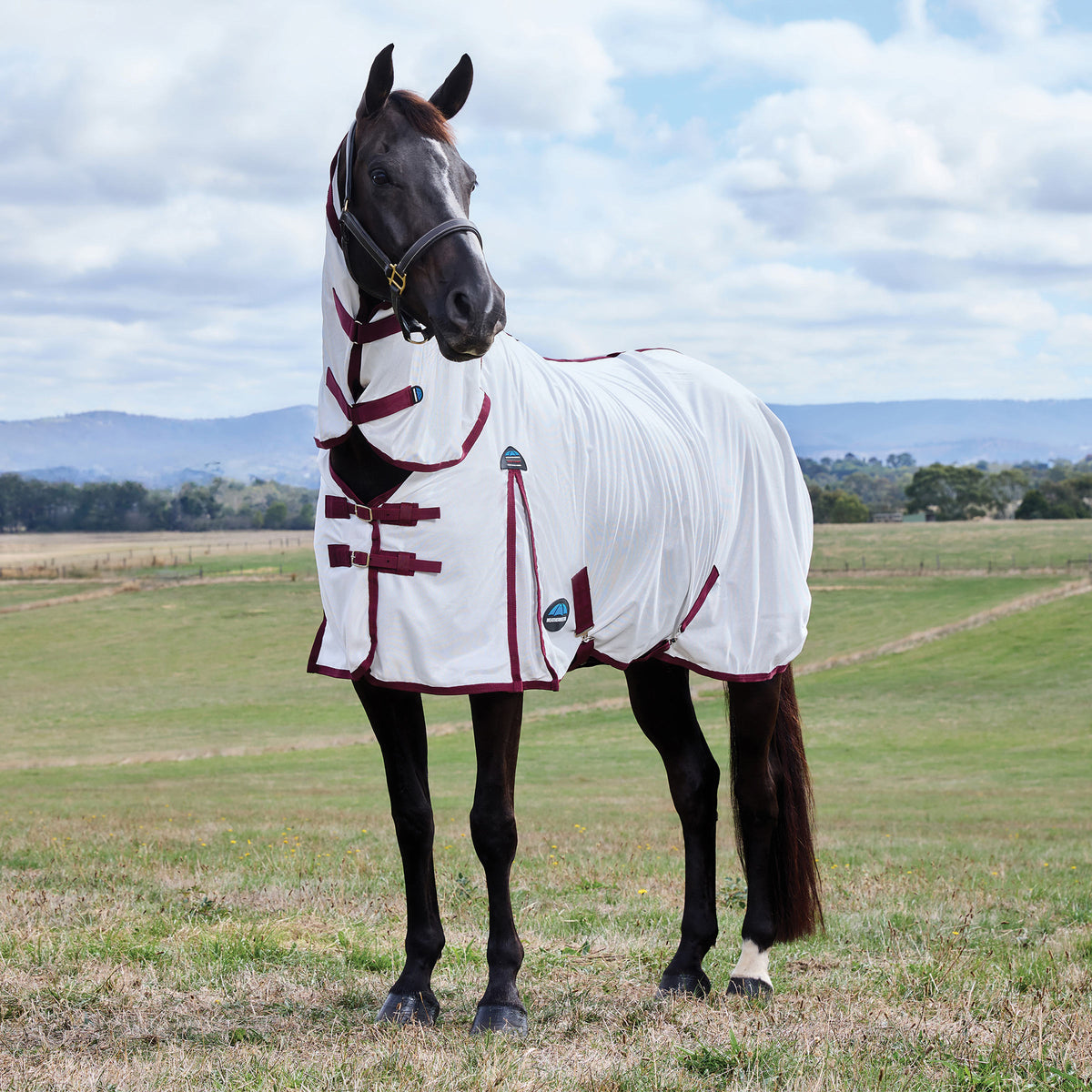 ComFiTec Essential Fly Sheet Combo - White/Burgundy