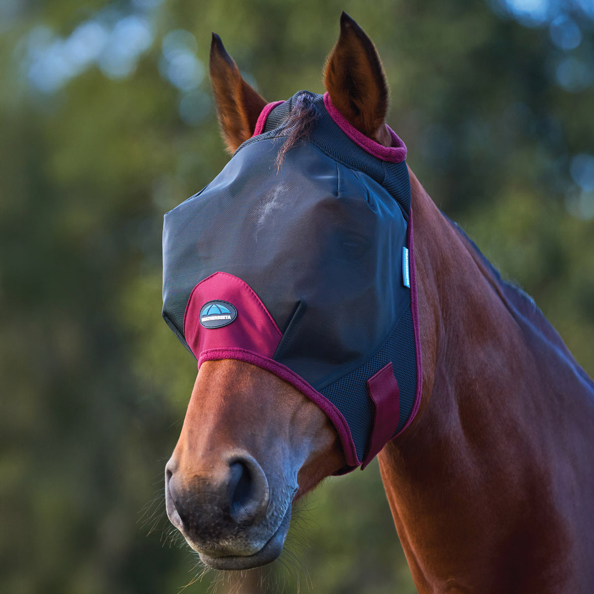 ComFiTec Fine Mesh Fly Mask - Black/Burgundy