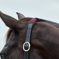 Braided Leather Headcollar - Burgundy