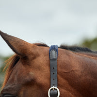 Braided Leather Headcollar - Navy