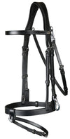 Working Flat Leather Bridle with Snap Hooks - Black