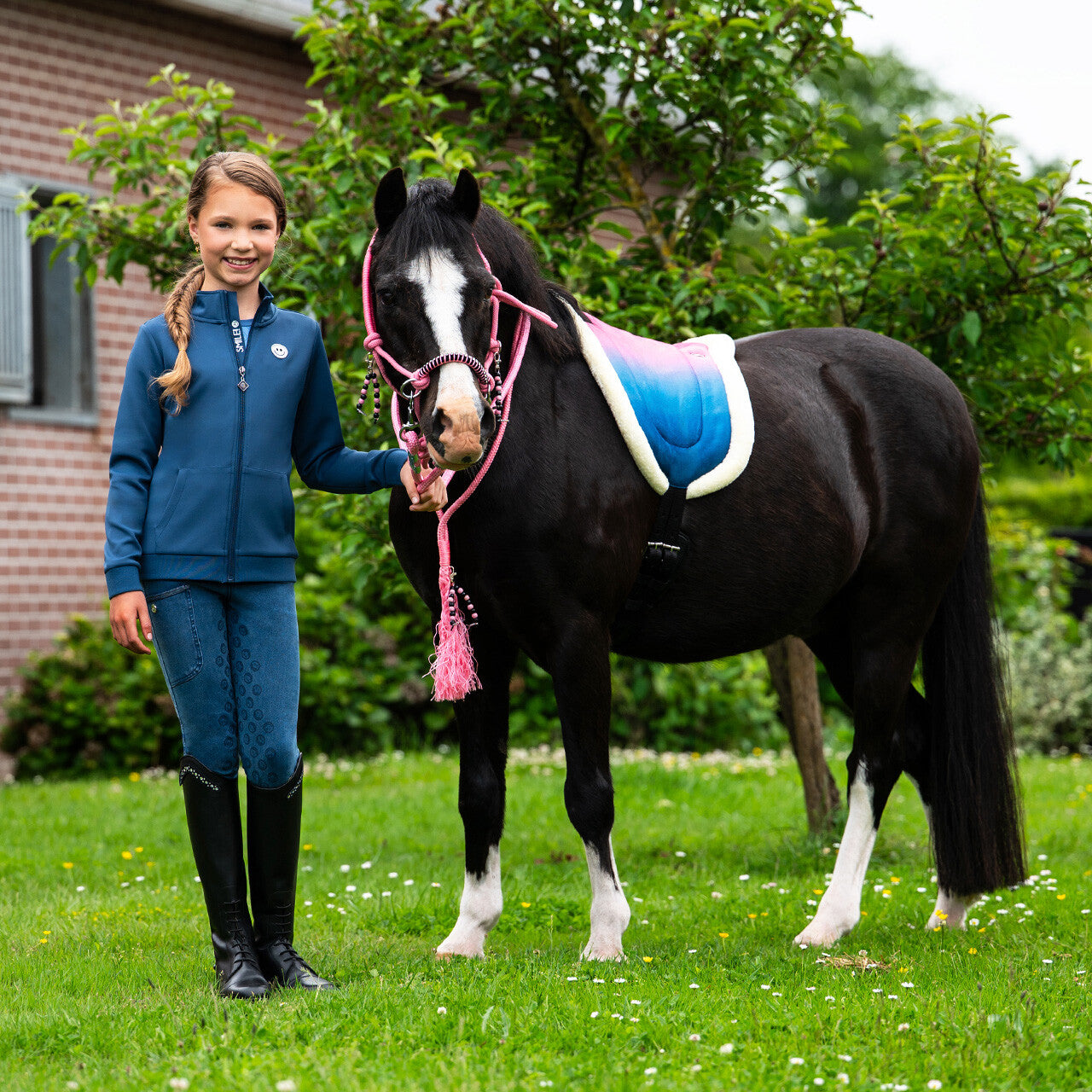 Bareback Pad Rosalynn - Pink/Blue