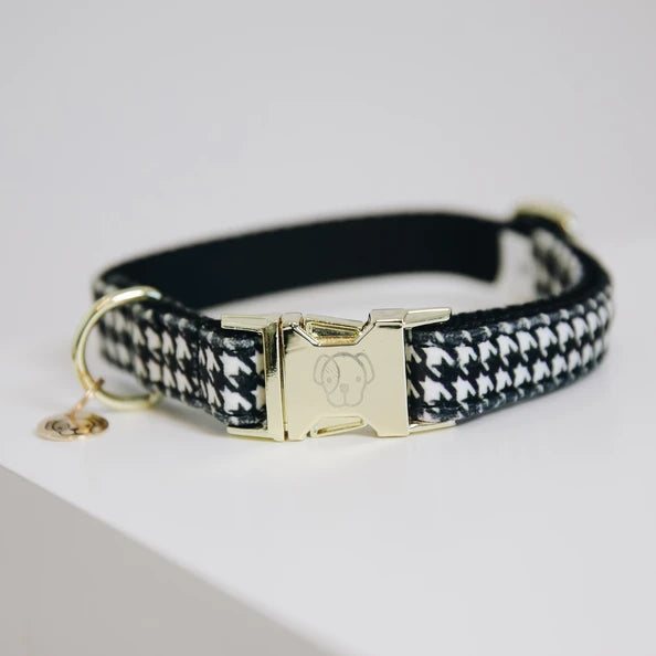 Pied-de-Poule Dog Collar - Black