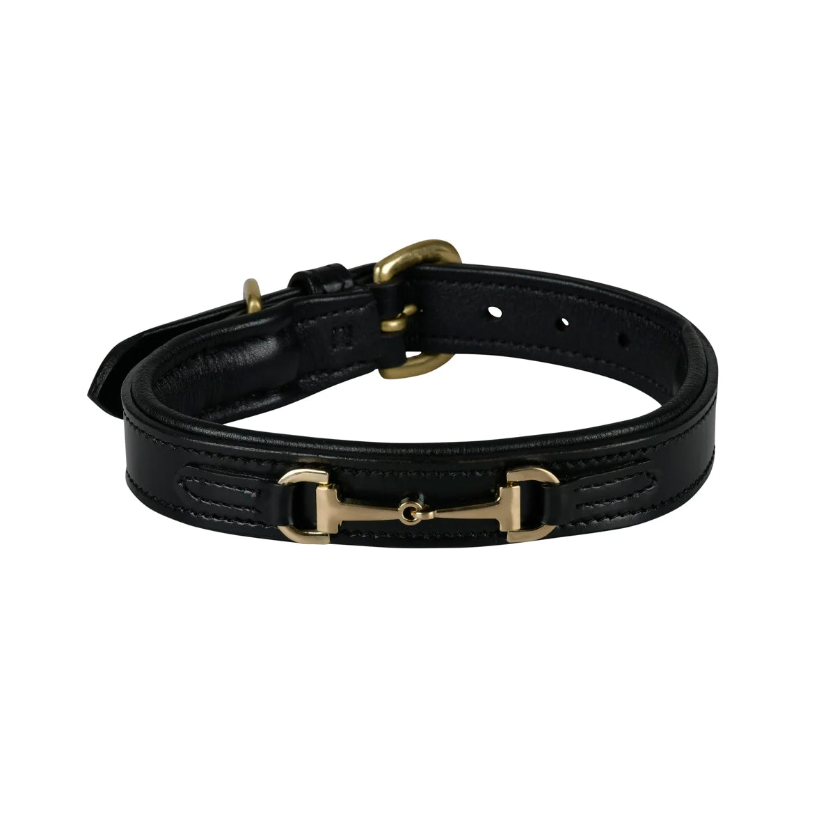 Leather Snaffle Dog Collar - Black