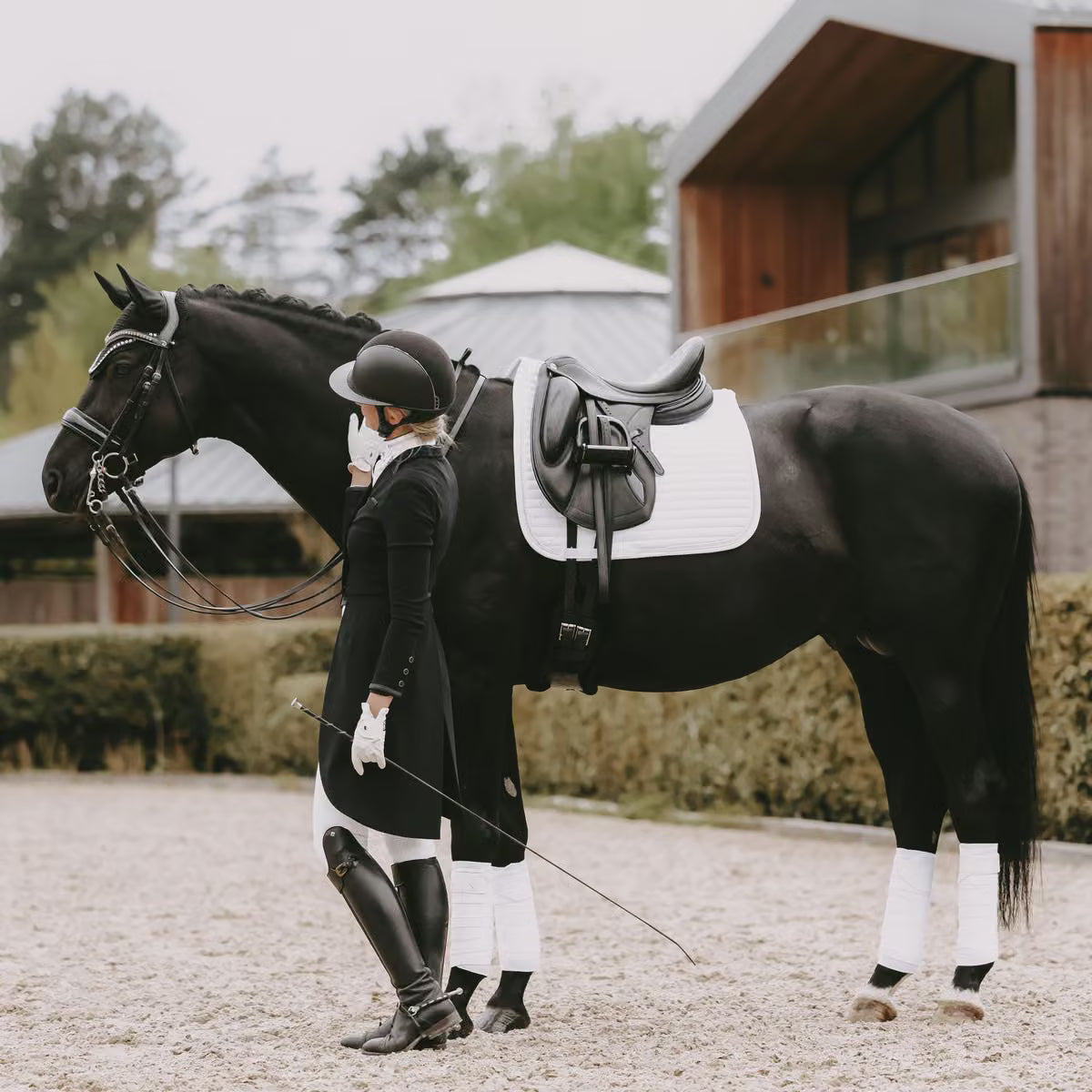 Pearls Dressage Saddle Pad - White