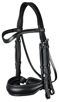 Working Matte Large Crank Noseband Double Bridle - Black Full