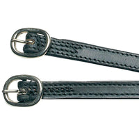 Stitched Leather Spur Straps - Silver Buckle