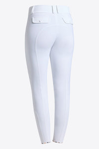Woman's High Waist Pocket Breeches - White