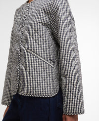 Cashel Check Collarless Quilted Jacket - Navy Gingham/Dark Navy