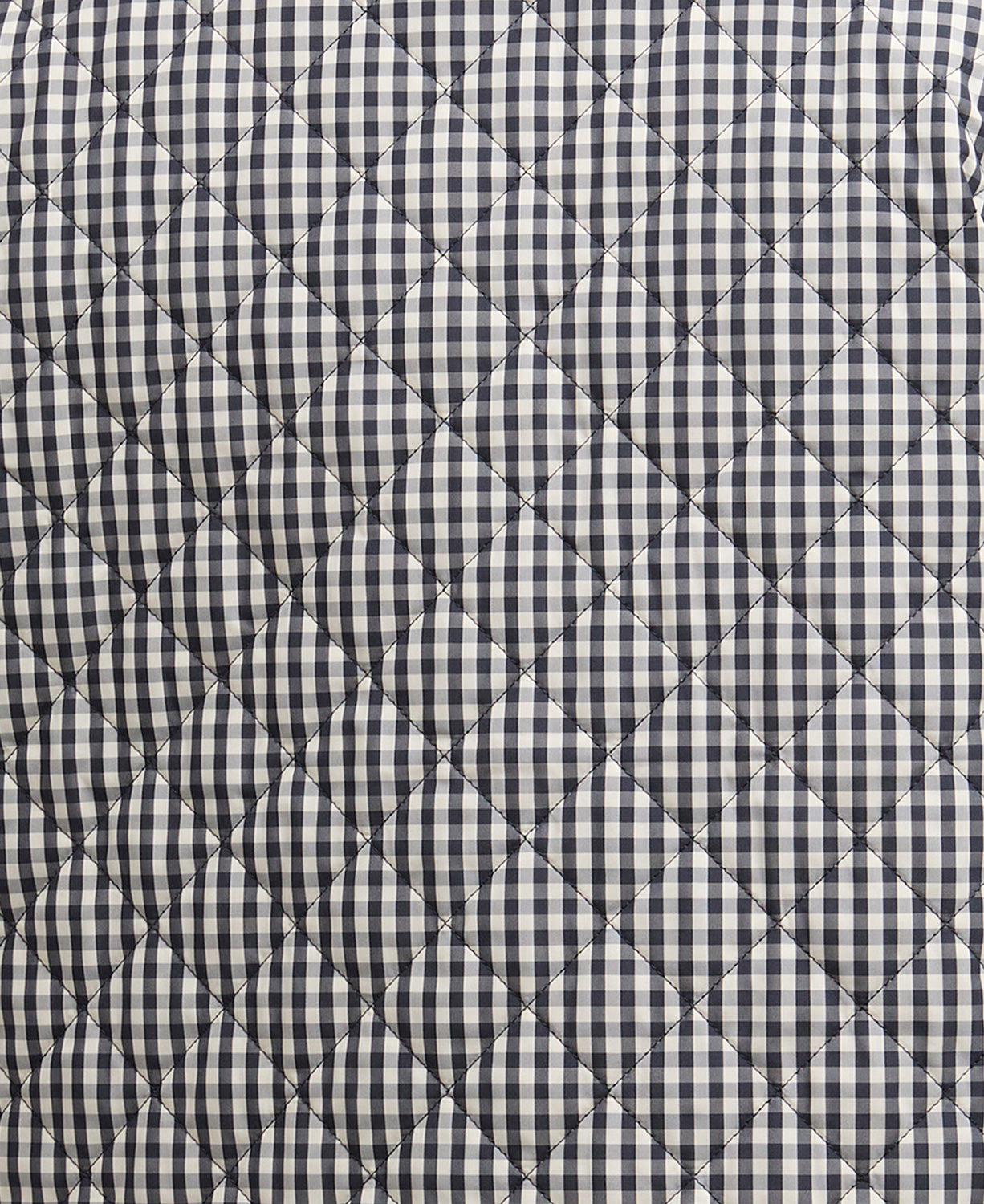 Cashel Check Collarless Quilted Jacket - Navy Gingham/Dark Navy