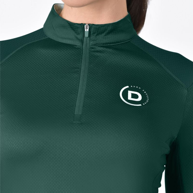 Breathable Long Sleeve Riding Top - Dark Emerald Green