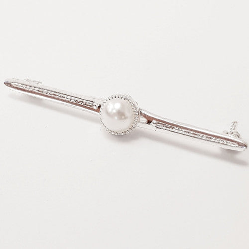 Pearl Stock Pin - Silver