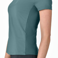 1/4 Zip Breathable Short Sleeve Top - Washed Teal