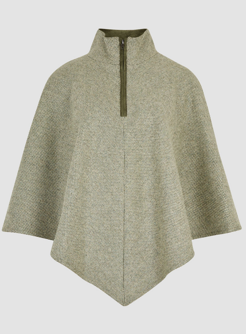 Whitebeam Tweed Poncho - Winter Moss