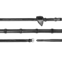 US Jumping 1/2" Rubber Hunter Reins with 7 Leather Loops - Black Full