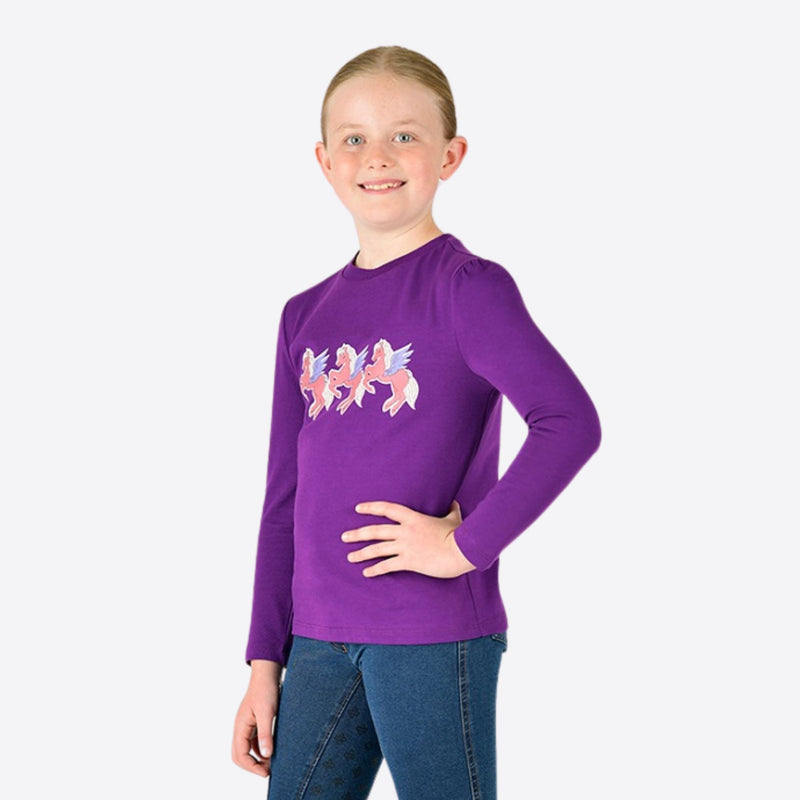 Child's Poppy Puff Sleeve Tee - Imperial Purple/Winged Ponies