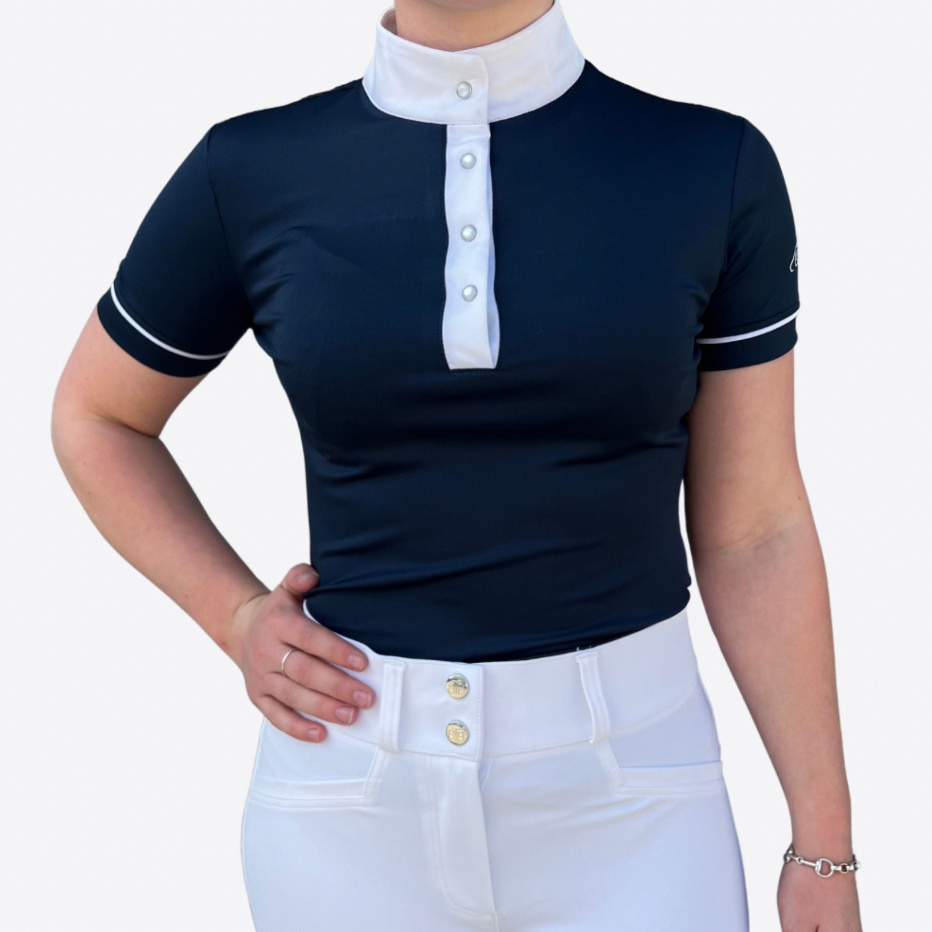 Trendy Riding Lesson Shirts Cavallino Competition Riding Shirt - Navy – Rangiora Equestrian Supplies