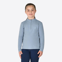 Kids Brushed Long Sleeve Riding Top - Blue Fog