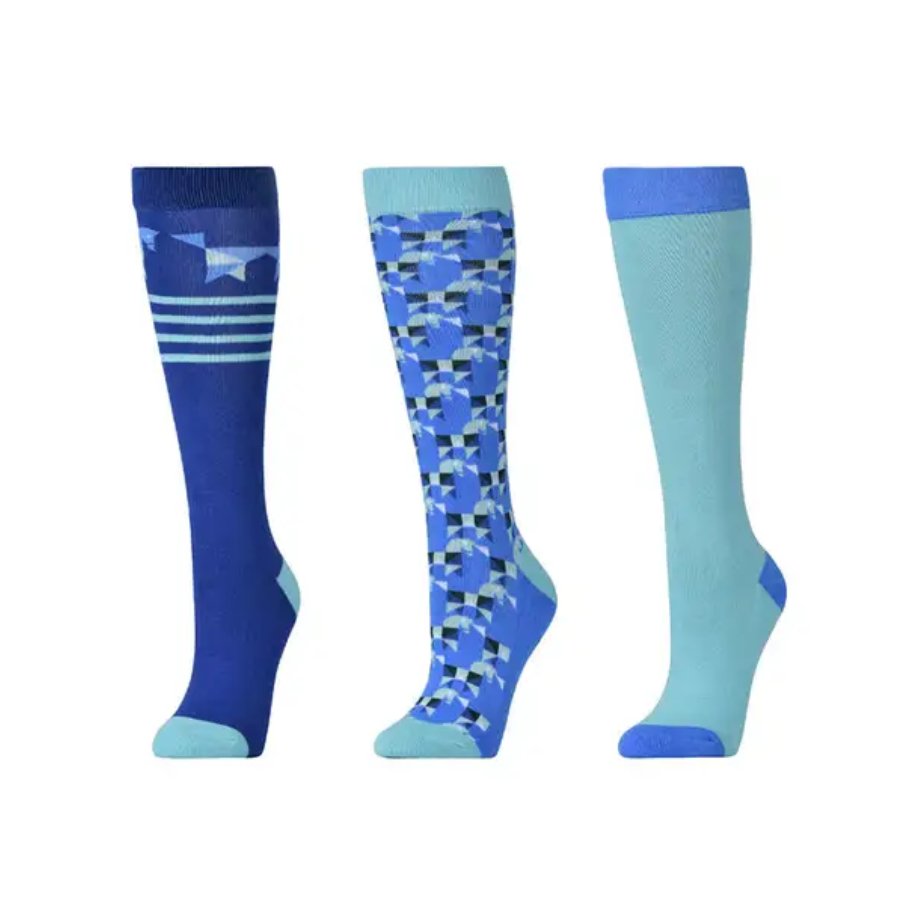 Childs 3 pack Socks - Light Mint Geo Ponies