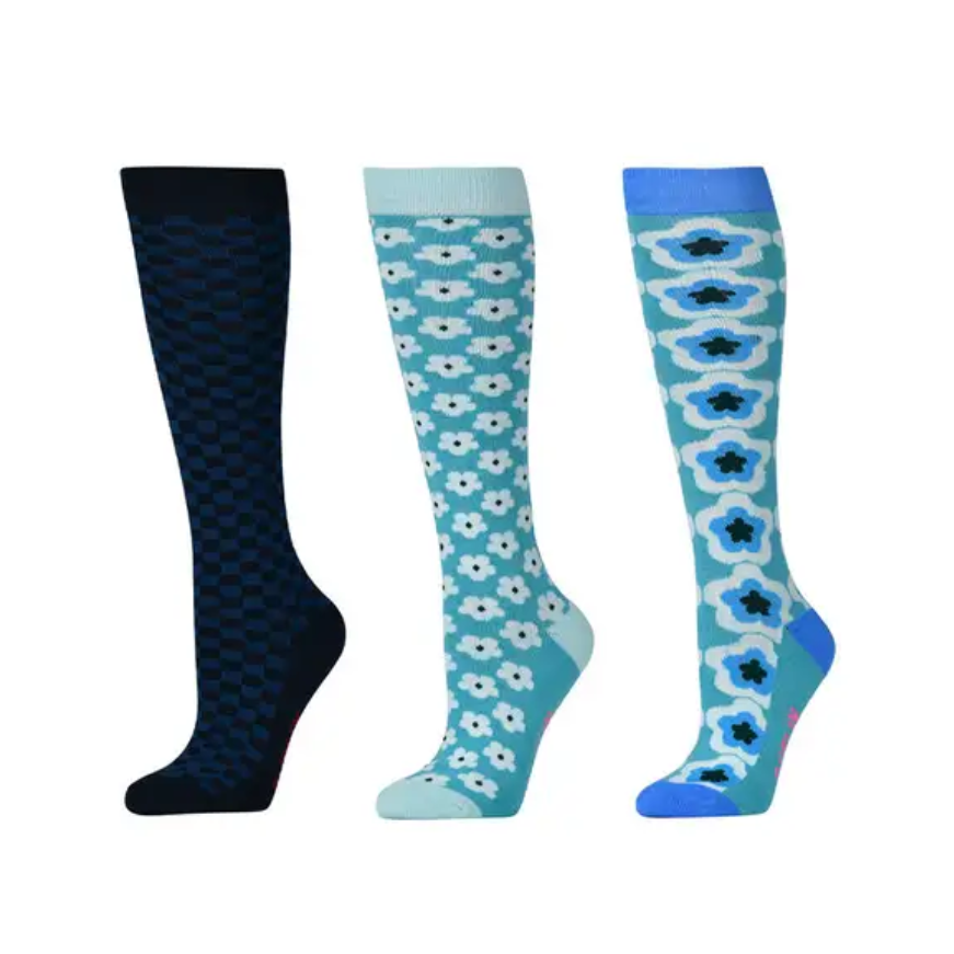 Adult 3 pack Socks - Teal Geo Floral