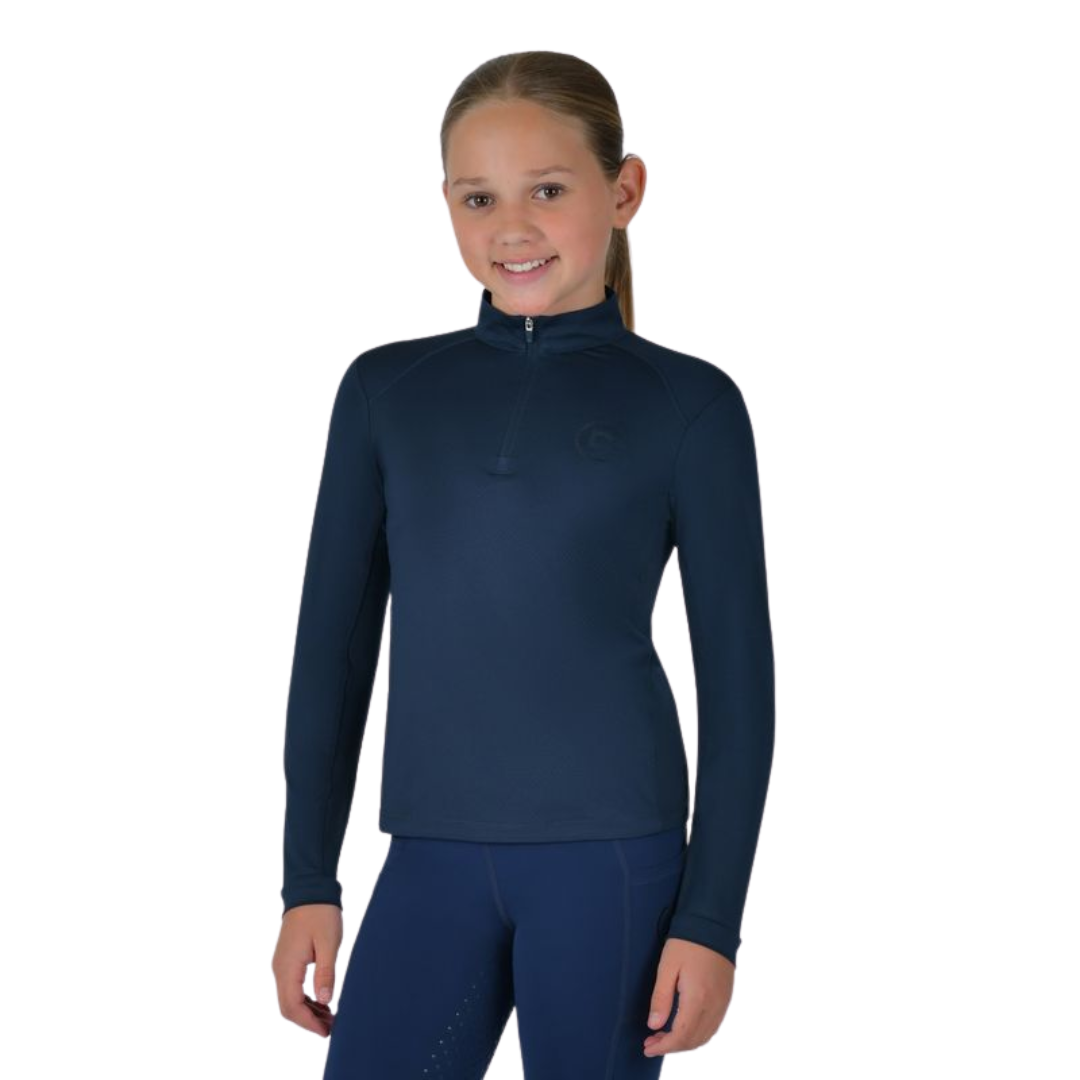 Kids Breathable Long Sleeve Riding Top - Navy