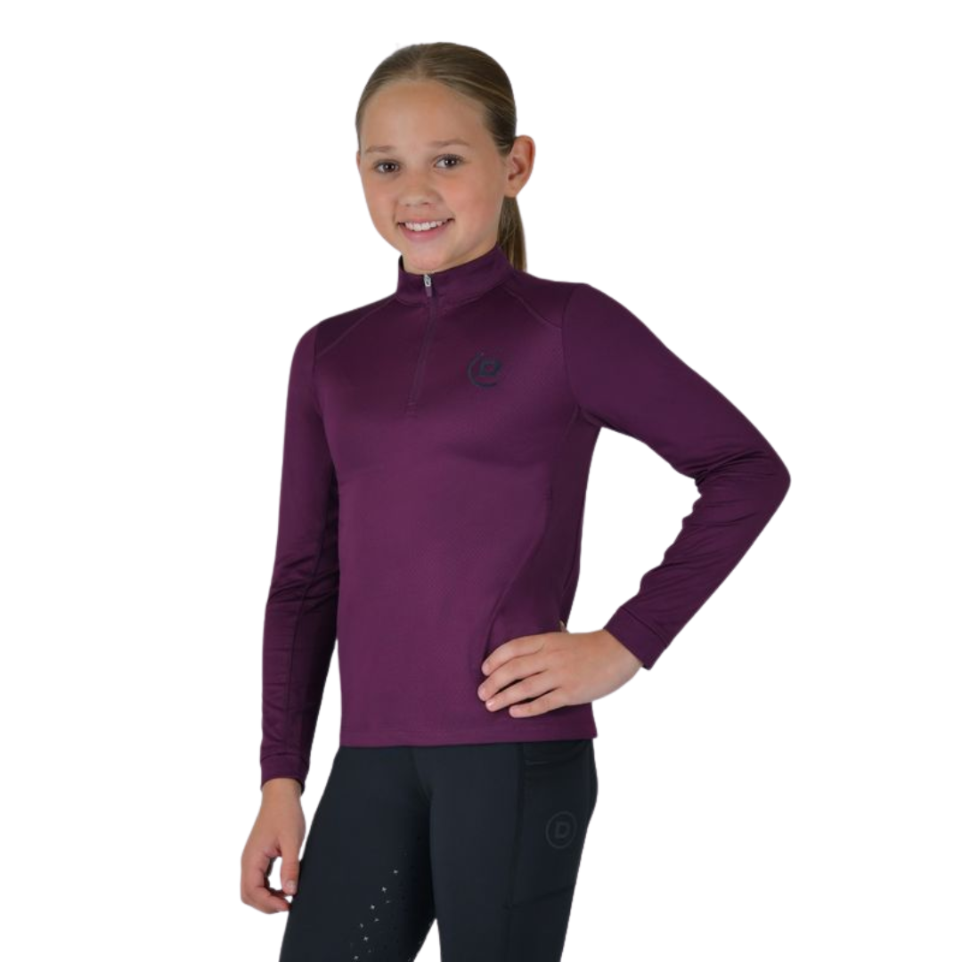 Kids Breathable Long Sleeve Riding Top - Purple Violet