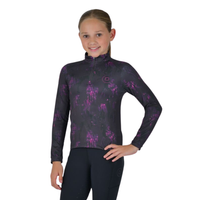 Kids Breathable Long Sleeve Riding Top - Purple Violet/Horse Terrain