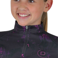 Kids Breathable Long Sleeve Riding Top - Purple Violet/Horse Terrain