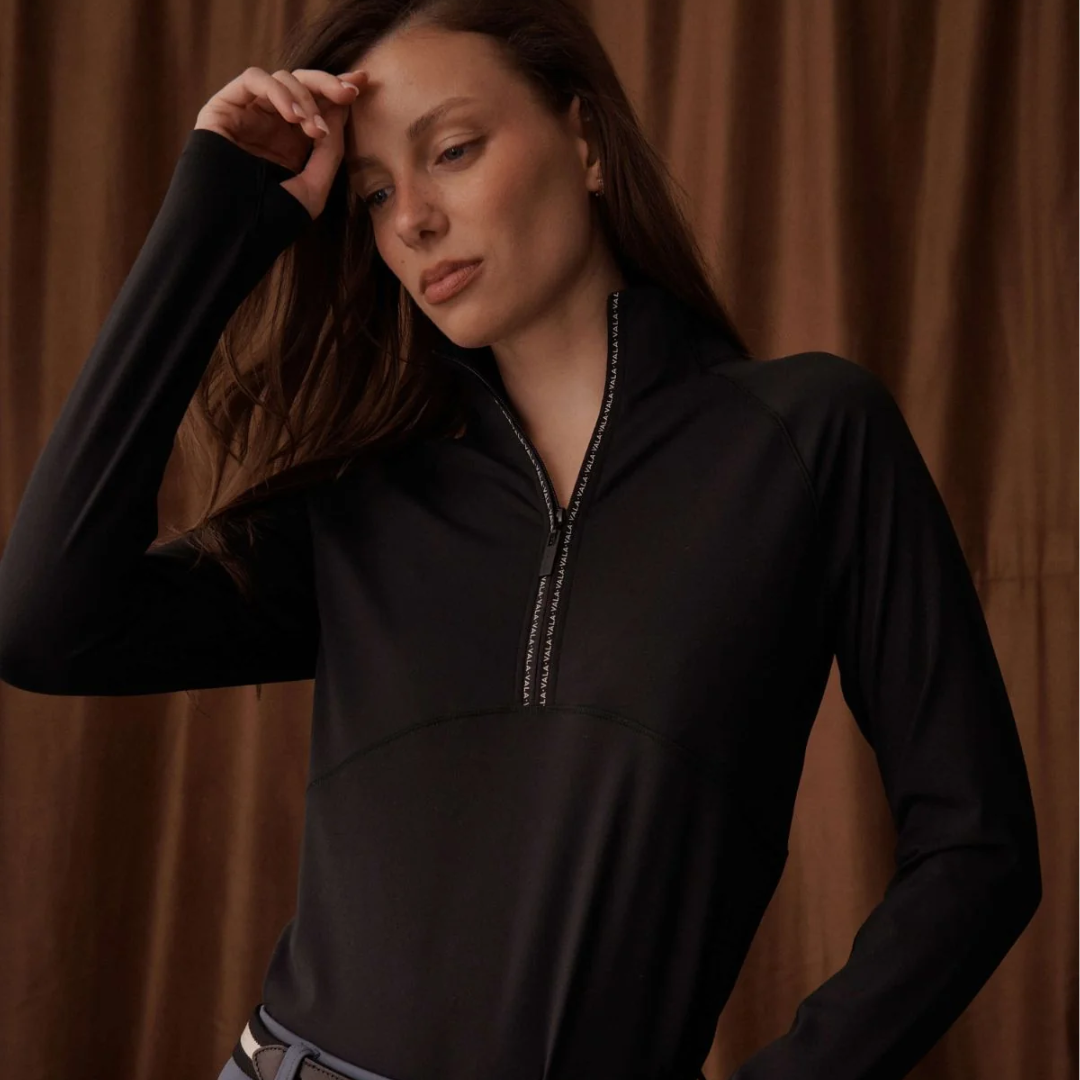 Cloudline 1/2 Zip L/S Top - Black