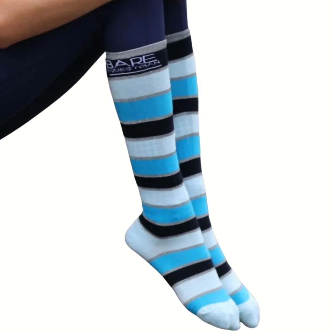 Youth Cotton Socks - Navy/Teal/Silver