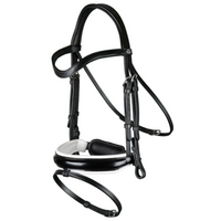 Working Patent Large Crank Noseband Bridle with Flash - Black