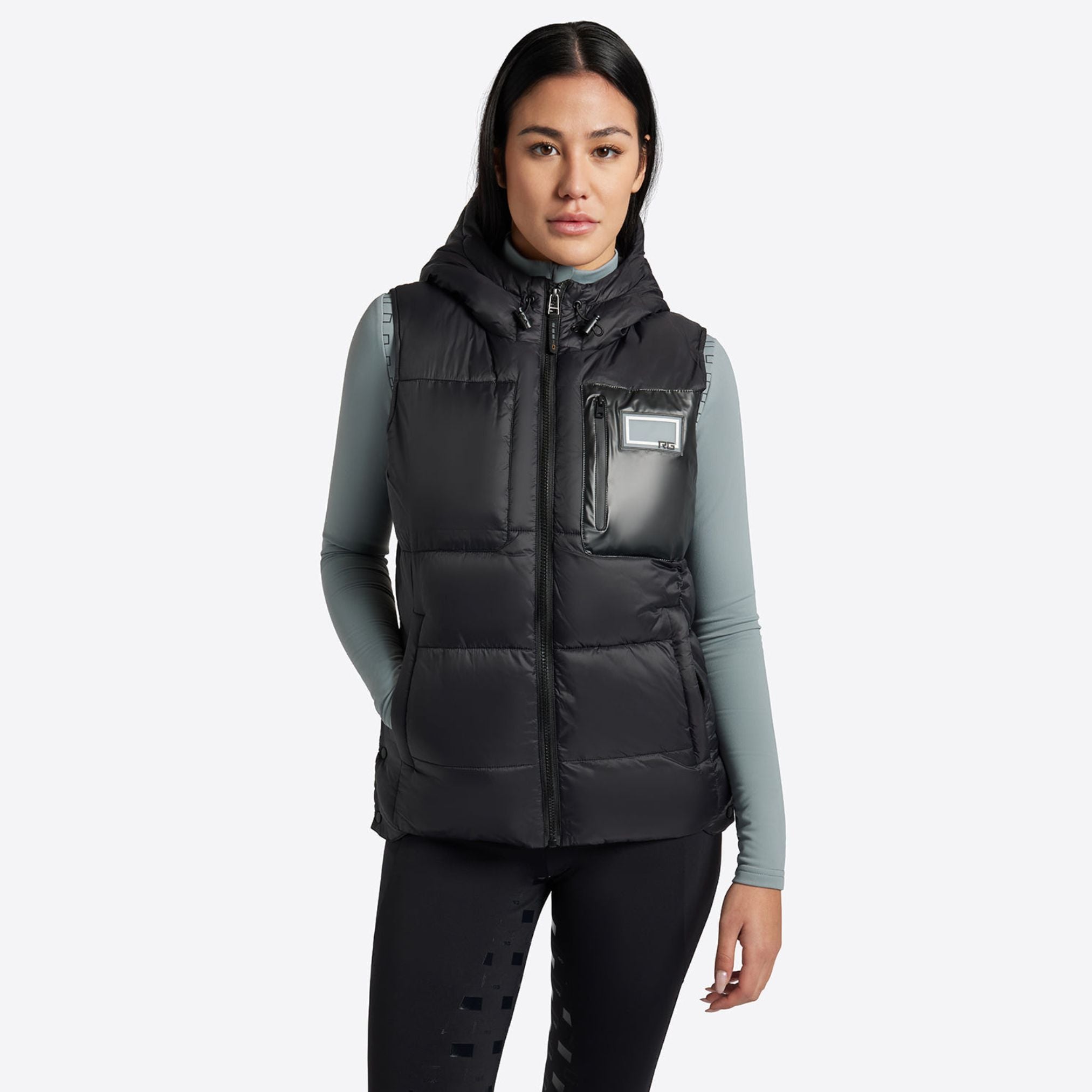 RG Italia - Nylon Hooded Puffer Vest - Black – Rangiora Equestrian