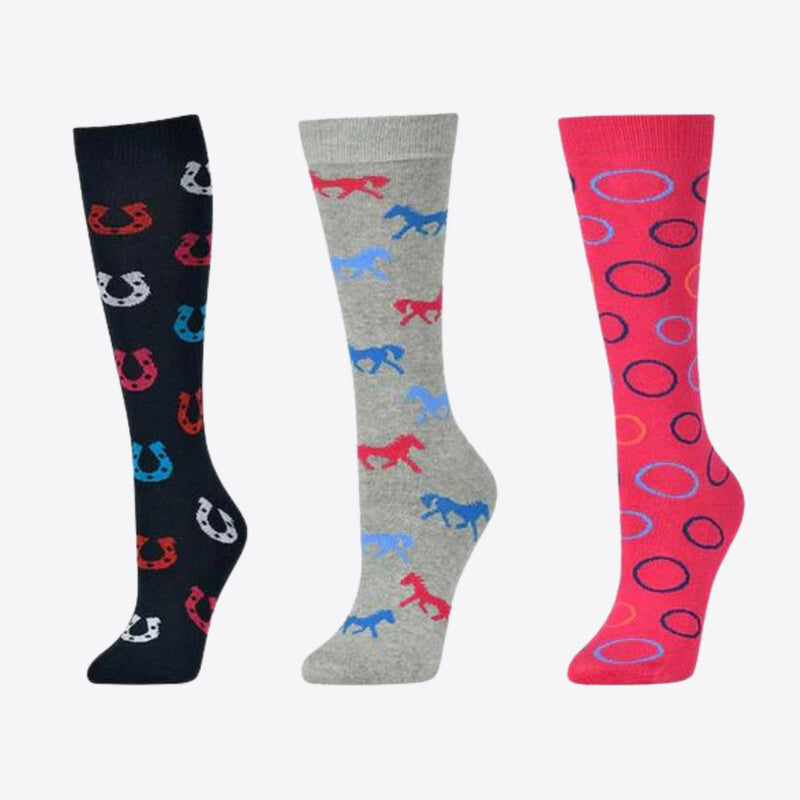 3 Pack Childs Socks - Ink Horse Shoes