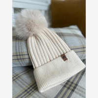 Wool Blend Pompom Beanie - Assorted Colours