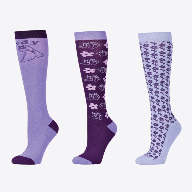 3 Pack Adults Socks - Purple Cowgirl