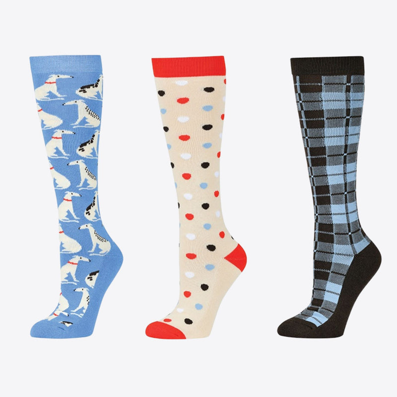 3 Pack Adults Socks - Dog/Spots/Check