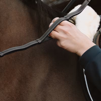 Working 1/2" Leather Handle Reins - Black Full