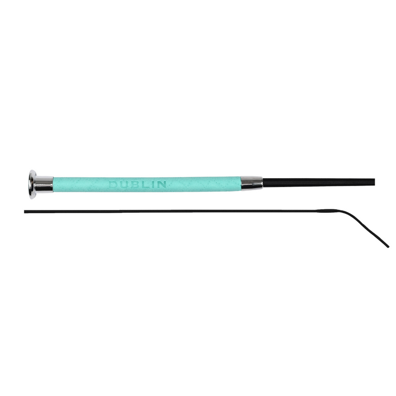 Fancy Stitch Leather Dressage Whip 110cm Turquoise